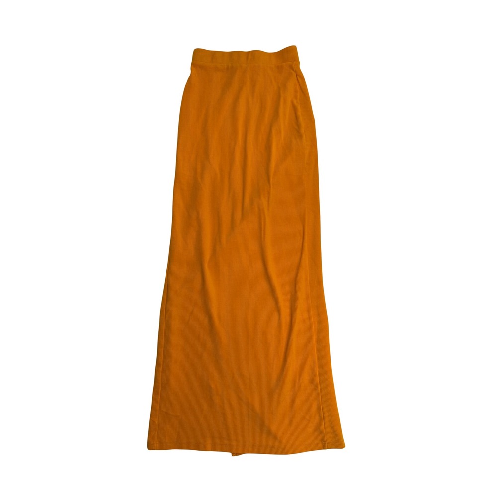 Tiger Mist Dopamine DressingOrange Maxi Skirt High Slit Cotton Knit Size S